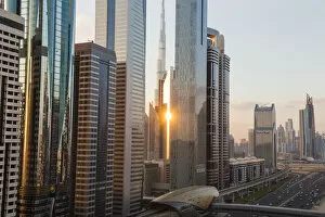 Images Dated 25th March 2015: Elevated view over the modern Skyscrapers & metro station along Sheikh Zayed Road