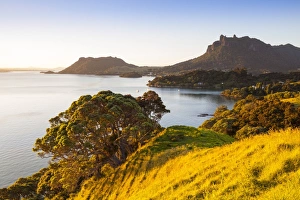 Aotearoa Prints: Elevated view towards Mt. Manaia at Sunset, Whangarei Heads, Whangarei, Northland