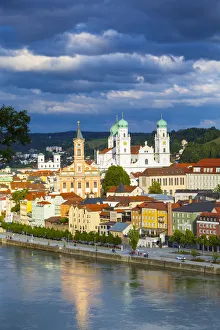 Elevated view towards the picturesque city of Passau, Passau, Lower Bavaria, Bavaria