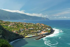 Elevated view of Ponta Delgada, Sao Vicente, Madeira, Portugal