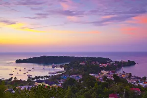 Images Dated 25th September 2012: Elevated view over Port Antonio & Navy Island, Portland Parish, Jamaica, Caribbean