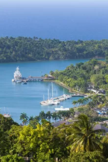 Images Dated 25th September 2012: Elevated view over Port Antonio & Navy Island, Portland Parish, Jamaica, Caribbean