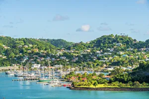 Grenada Prints: Elevated view over Port Louis Marina, St Georges, Grenada, Caribbean