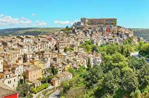 Historic Town Prints: Elevated view of Ragusa Ibla, Ragusa Ibla, Ragusa province, Sicily, Italy