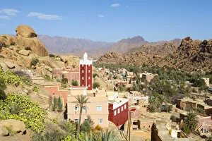 Images Dated 13th September 2012: Elevated view over the Red Mosque of Adai, Tafraoute, Anti Atlas, Morocco