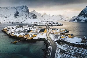 Images Dated 19th June 2020: Elevated view of Sakrisoy Village, Lofoten Islands, Nordland, Norway