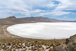 Arequipa Region Prints: Elevated view of salt lake, Salinas y Aguada Blanca National Reserve