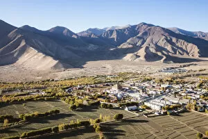 Tibet Gallery: Elevated view of Samye monastery and valley, Tibet, China