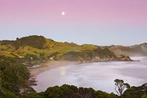 Images Dated 12th May 2017: Elevated View Over Sandy Bay illuminated at dawn, Tutukaka Coast, Northland, North Island