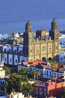 Elevated view of Santa Ana Cathedral, Vegueta Old Town, Las Palmas de Gran Canaria
