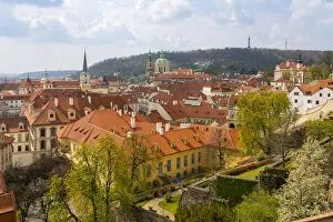 Elevated view of St. Nicholas Church as seen from Small Furstenberg Garden by Prague Castle, Mala Strana, Prague