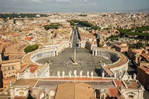 Renaissance Prints: Elevated view of St. Peter square, Vatican City, Rome, Italy