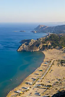 Dodecanese Islands Gallery: Elevated view over Tsampika Beach from Tsambika Monastery, Rhodes, Greece