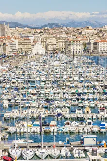 Elevated view over Vieux Port, Marseille, France