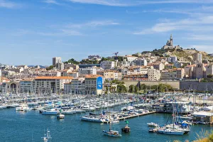 Elevated view over Vieux Port, Marseille, France