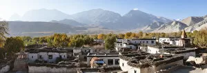 Elevated view of the village named Charang, Upper Mustang region, Nepal