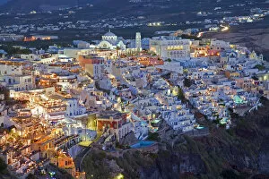 Images Dated 2nd September 2010: Elevated view over the Volcanic landscape and main town of Fira, Santorini (Thira)