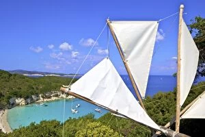 Windmills Gallery: Elevated View of Voutoumi Beach, Antipaxos, The Ionian Islands, Greek Islands, Greece