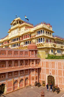 Flag Prints: Front Elevation of City Palace, Jaipur, Rajasthan, India