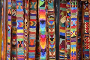 Guatemala Gallery: Embroidered belts for sale in Chichicastenango, Guatemala, Central America