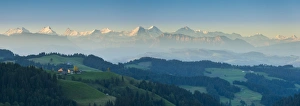 Emmental Valley Prints: Emmental Valley and Swiss alps in the background, Berner Oberland, Switzerland