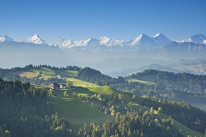 Emmental Valley and Swiss alps in the background, Berner Oberland, Switzerland