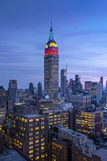 Blue Hour Prints: The Empire State Buiklding at evening. Manhattan, New York, USA