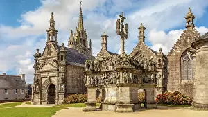 Cotes Darmor Prints: Enclosed parish near Lampaul-Guimiliau, Cotes-d'Armor, Brittany, France
