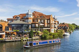 Images Dated 5th September 2019: England, Berkshire, Windsor, River Thames, View from Windsor Bridge towards Eton with