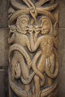 Midlands Prints: England. Carvings on the Norman entrance to Lincoln Cathedral