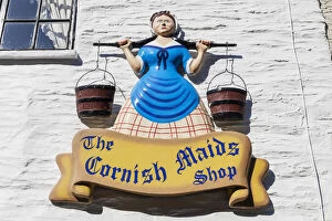 Images Dated 14th October 2013: England, Cornwall, Polperro, Cornish Maids Shop Sign