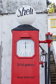 Gas Station Prints: England, Cornwall, St. Mawes, Historical Petrol Pump