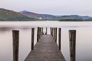England, Cumbria, Lake District, Derwentwater, Wooden Jetty
