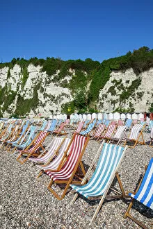 Images Dated 10th September 2013: England, Devon, Beer, Deckchairs on Beach