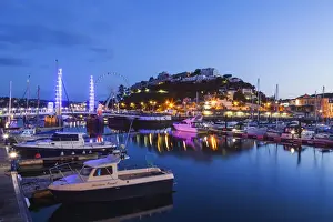 England, Devon, Torquay, Torquay Harbour Bridge and Town Skyline