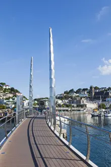 England, Devon, Torquay, Torquay Harbour Bridge and Town Skyline