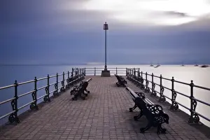 Purbeck Prints: England, Dorset, Swanage. Sunrise from the Banjo Jetty at Swanage
