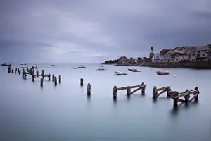 Purbeck Prints: England, Dorset, Swanage. The timber remains of the Old Pier at Swanage