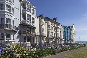 Brighton Prints: England, East Sussex, Brighton, Kemptown, The New Steine Gardens and Colourful Hotels