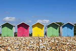 Images Dated 25th September 2017: England, East Sussex, Eastbourne, Eastbourne Beach, Colourful Beach Huts