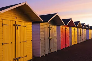 England, East Sussex, Eastbourne, Eastbourne Beach, Colourful Beach Huts