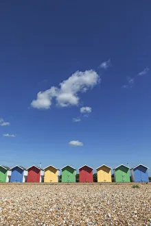 England, East Sussex, Eastbourne, Colourful Beach Huts