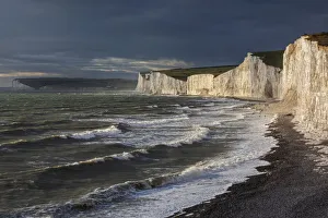 England, East Sussex, Eastbourne, Birling Gap, The Seven Sisters Cliffs and Beach
