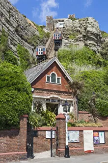 Images Dated 30th July 2015: England, East Sussex, Hastings, Old Town, East Hill Lift aka East Cliff Railway