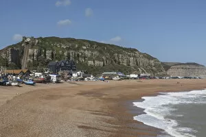 English Coast Collection: England, East Sussex, Hastings, Rock-a-nore, Beach and Fishing Boat Fleet