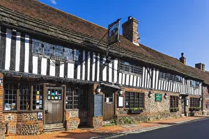 Pubs Prints: England, East Sussex, South Downs, Alfriston Village, The George Inn Pub