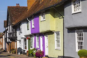 Essex Prints: England, Essex, Saffron Walden, Castle Street, Colourful Houses