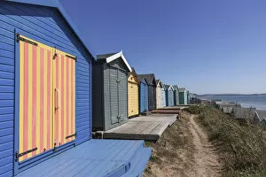 Images Dated 30th September 2020: England, Hampshire, New Forest, Milton on Sea, Colourful Beach Huts
