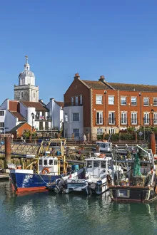 Portsmouth Prints: England, Hampshire, Portsmouth, Old Portsmouth, Fishing Boats Moored Camber Dock
