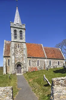 Isle Of Wight Prints: England, Isle of Wight, Brook, St. Marys Church